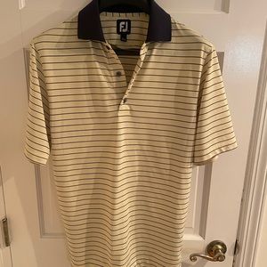 FootJoy FJ Blue/Yellow Striped Short Sleeve Golf Polo Shirt Mens Size M